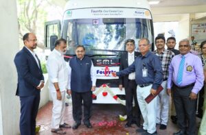 ROTARY DONATES MOBILE ORAL CANCER CARE BUS UNITTO SRI RAMACHANDRA DENTAL COLLEGE AND HOSPITAL